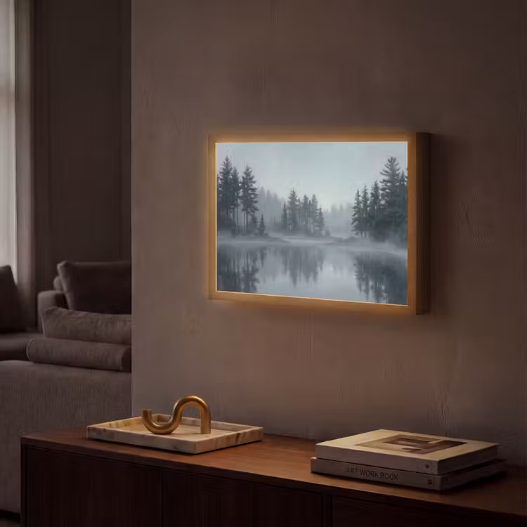 Lightbox - Wandlamp - Bos - Meer - Mist - Natuur - Grijs — 2
