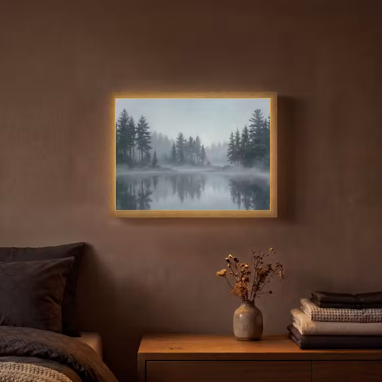 Lightbox - Wandlamp - Bos - Meer - Mist - Natuur - Grijs — 3