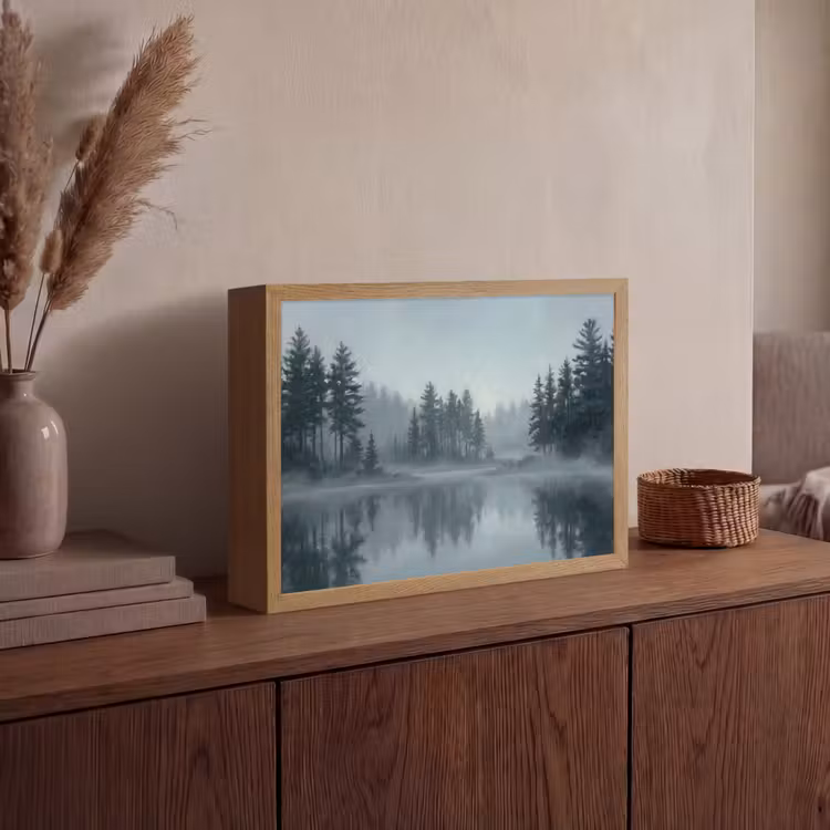 Lightbox - Wandlamp - Bos - Meer - Mist - Natuur - Grijs — 4