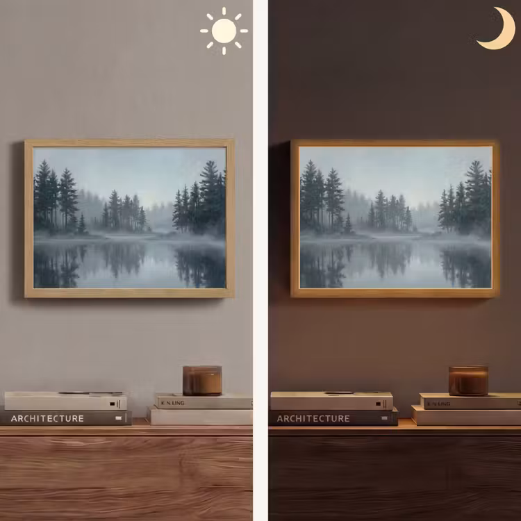 Lightbox - Wandlamp - Bos - Meer - Mist - Natuur - Grijs — 6
