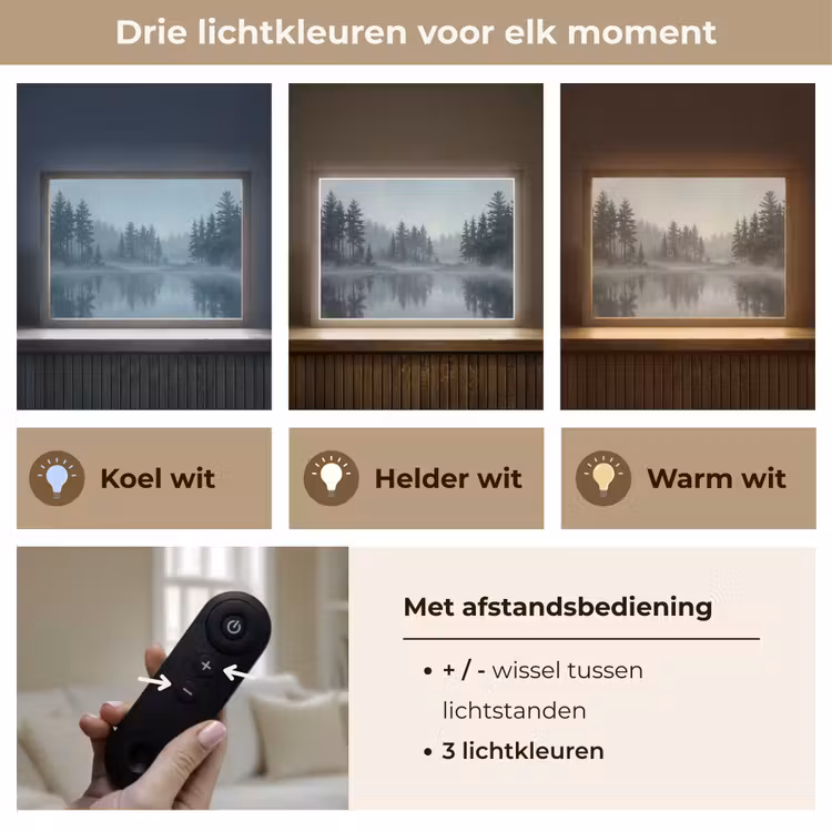 Lightbox - Wandlamp - Bos - Meer - Mist - Natuur - Grijs — 8