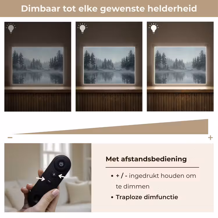 Lightbox - Wandlamp - Bos - Meer - Mist - Natuur - Grijs — 9