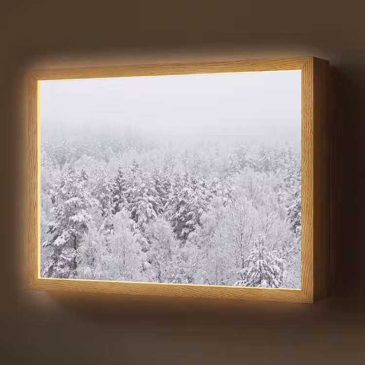 Lightbox - Wandlamp - Bos - Sneeuw - Winter - Natuur - Wit — 1