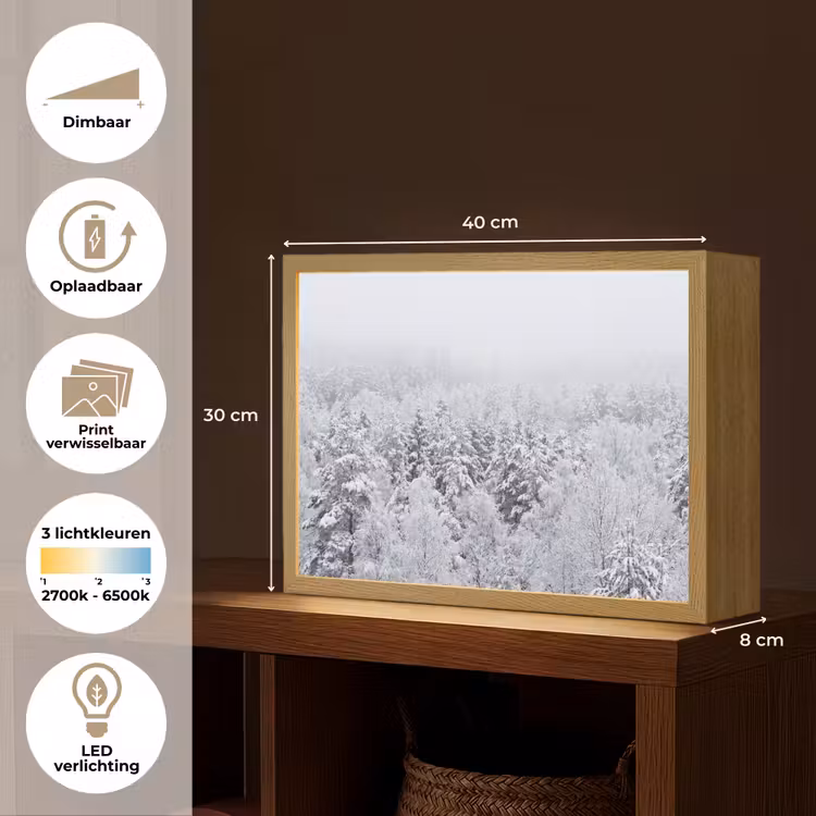 Lightbox - Wandlamp - Bos - Sneeuw - Winter - Natuur - Wit — 10