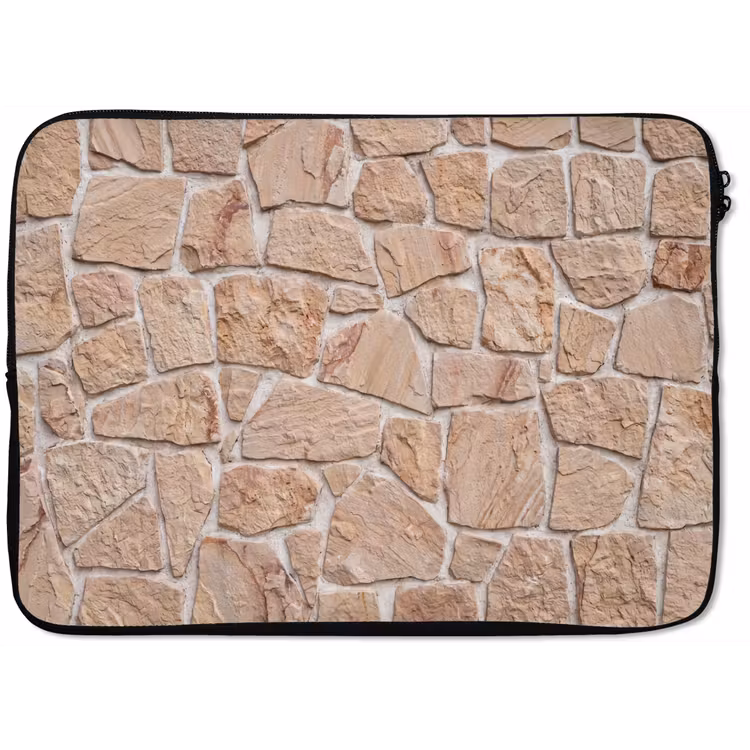 Laptophoes - Muur - Steen - Patroon - Rustiek - Beige — 1