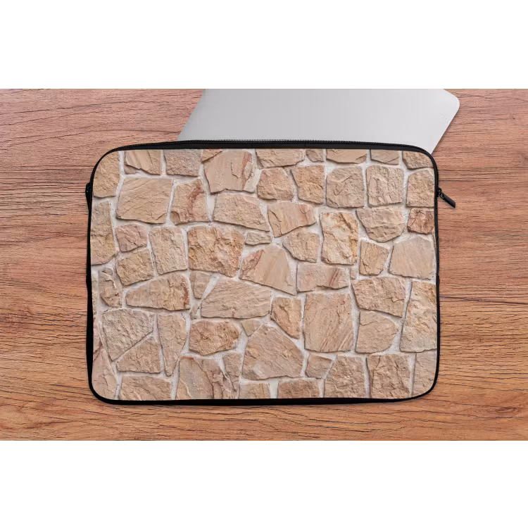 Laptophoes - Muur - Steen - Patroon - Rustiek - Beige — 2