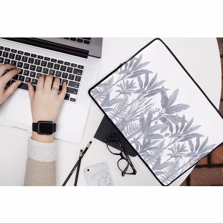 Laptophoes - Planten - Bladeren - Natuur - Grijs — 3