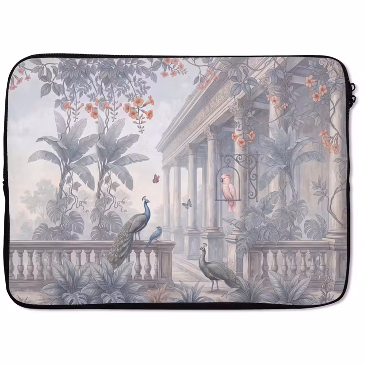 Laptophoes - Vogel - Pauw - Architectuur - Klassiek - Groen — 1