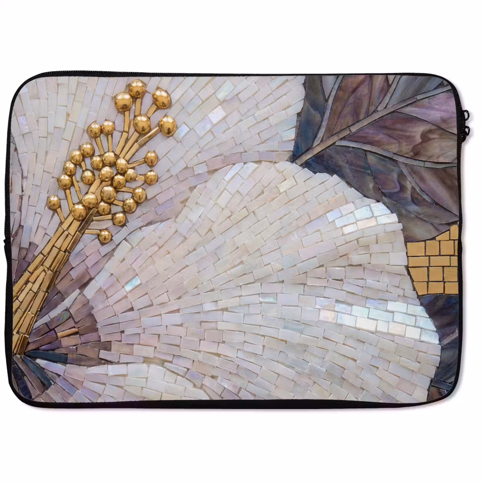 Laptophoes - Bloemen - Mozaïek - Kunst - Modern - Goud — 1