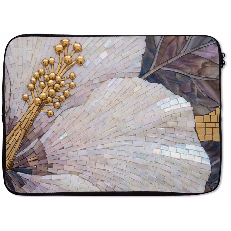 Laptophoes - Bloemen - Mozaïek - Kunst - Modern - Goud — 1