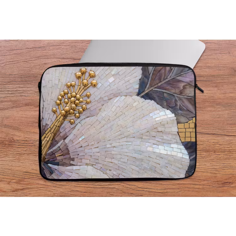 Laptophoes - Bloemen - Mozaïek - Kunst - Modern - Goud — 2