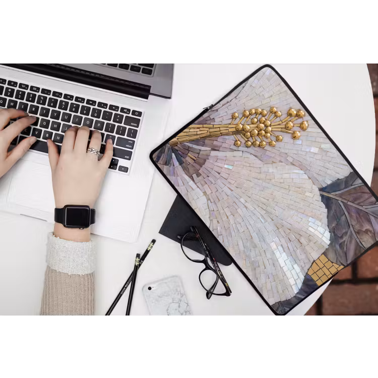 Laptophoes - Bloemen - Mozaïek - Kunst - Modern - Goud — 3