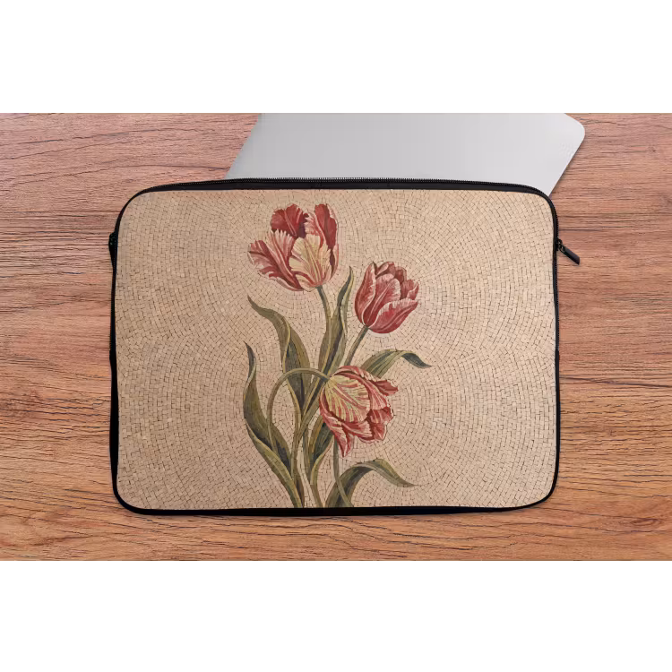 Laptophoes - Bloemen - Mozaïek - Rood - Groen - Kunst — 2