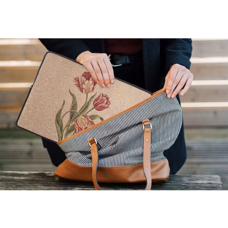 Laptophoes - Bloemen - Mozaïek - Rood - Groen - Kunst — 4