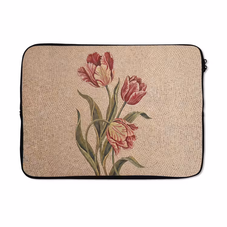Laptophoes - Bloemen - Mozaïek - Rood - Groen - Kunst — 5