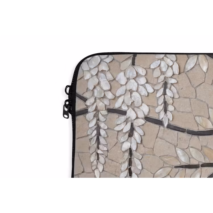 Laptophoes - Boom - Bloemen - Mozaïek - Kunst - Wit — 6