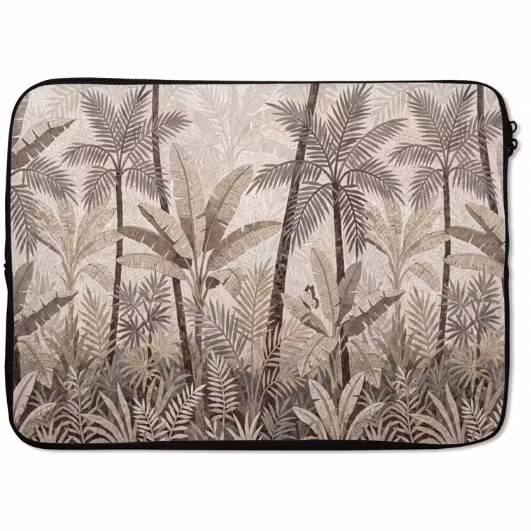 Laptophoes - Natuur - Bladeren - Landschap - Mozaïek - Beige — 1