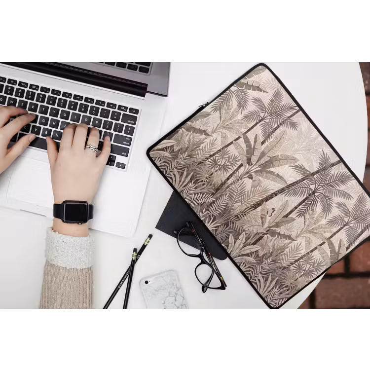 Laptophoes - Natuur - Bladeren - Landschap - Mozaïek - Beige — 3