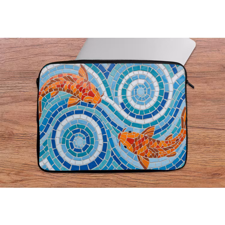 Laptophoes - Vis - Mozaïek - Water - Decoratief - Blauw — 2