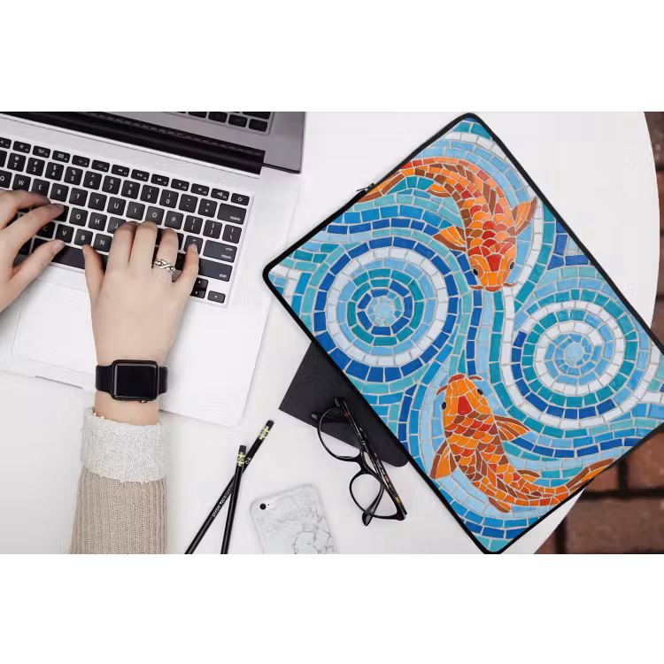 Laptophoes - Vis - Mozaïek - Water - Decoratief - Blauw — 3