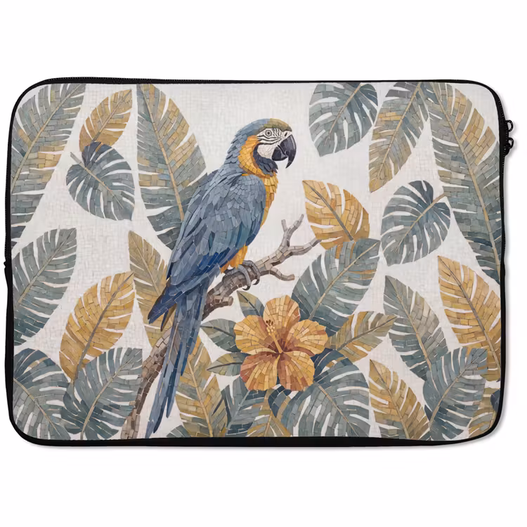 Laptophoes - Vogel - Tak - Natuur - Mozaïek - Blauw — 1