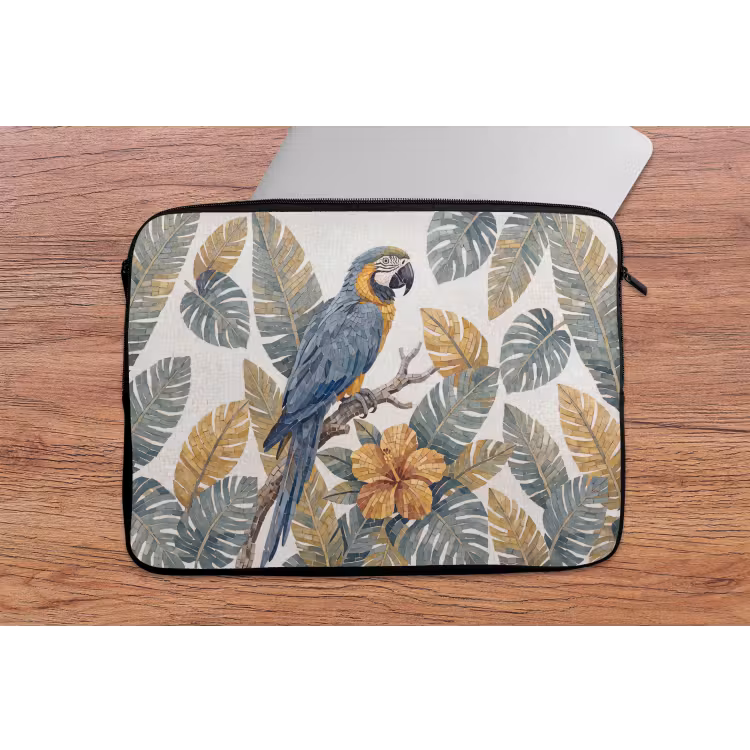 Laptophoes - Vogel - Tak - Natuur - Mozaïek - Blauw — 2