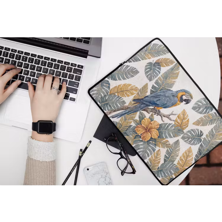 Laptophoes - Vogel - Tak - Natuur - Mozaïek - Blauw — 3