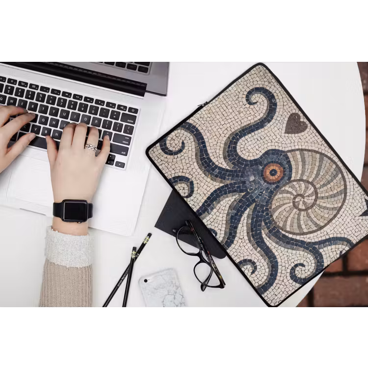 Laptophoes - Zeeleven - Mozaïek - Kunst - Vintage - Beige — 3