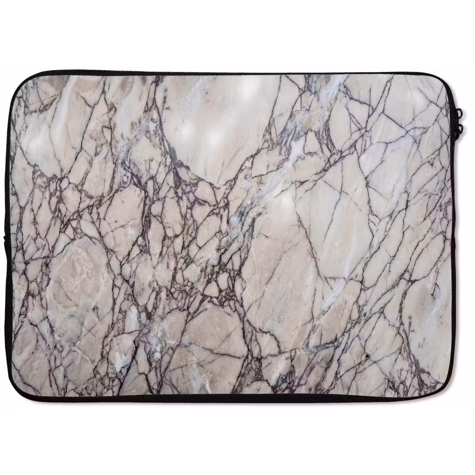 Laptophoes - Marmer - Aderen - Patroon - Wit - Grijs — 1