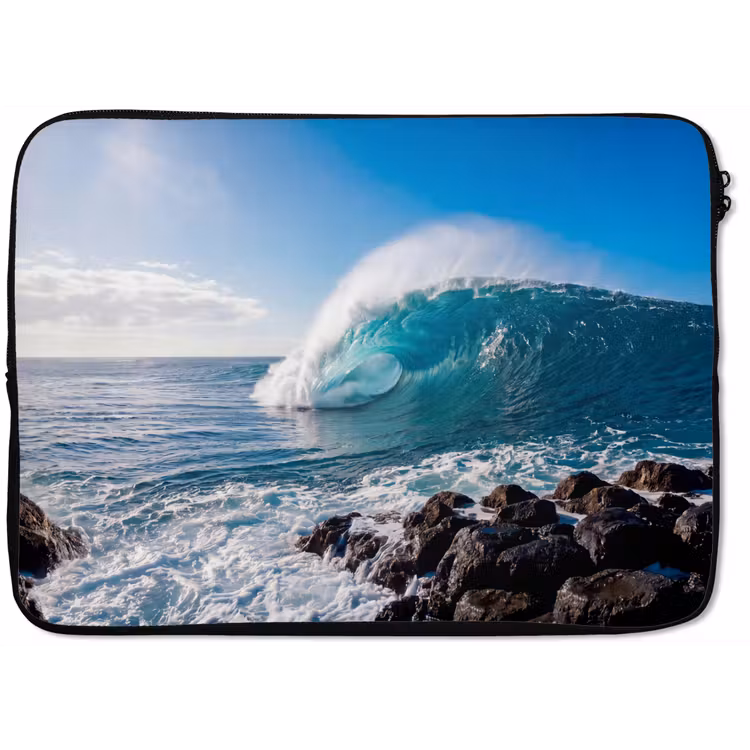 Laptophoes - Golf - Oceaan - Brekend - Water - Blauw — 1