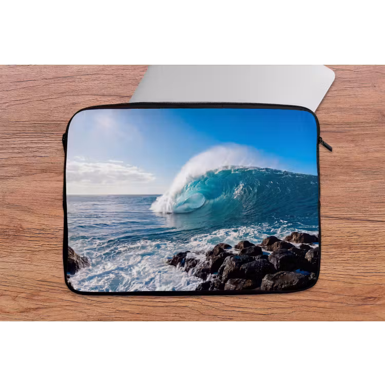 Laptophoes - Golf - Oceaan - Brekend - Water - Blauw — 2