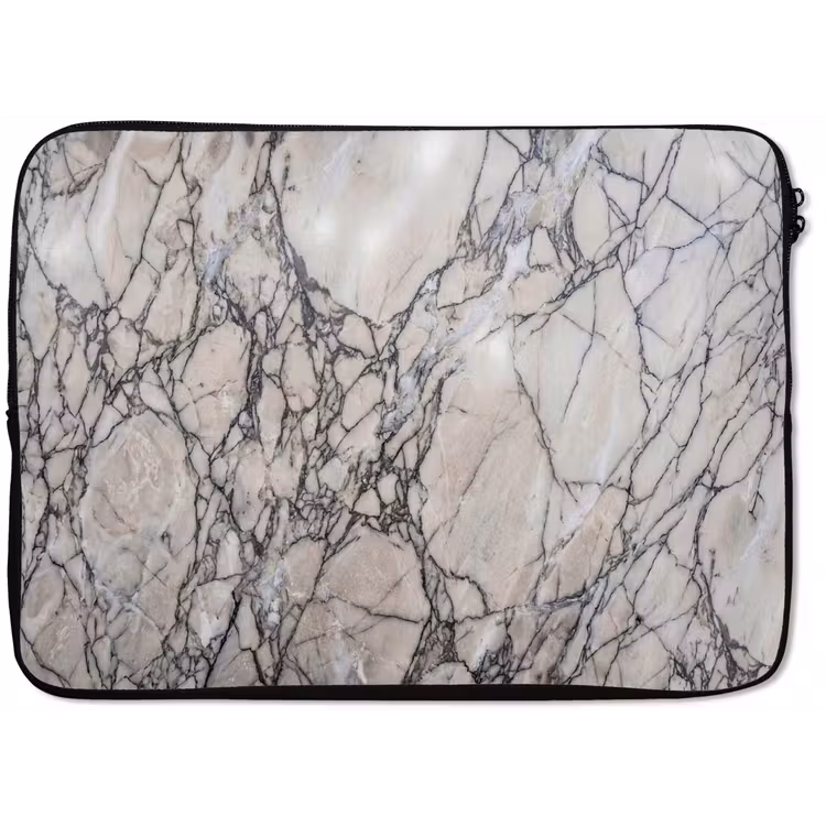 Laptophoes - Marmer - Aderen - Patroon - Wit - Grijs — 1