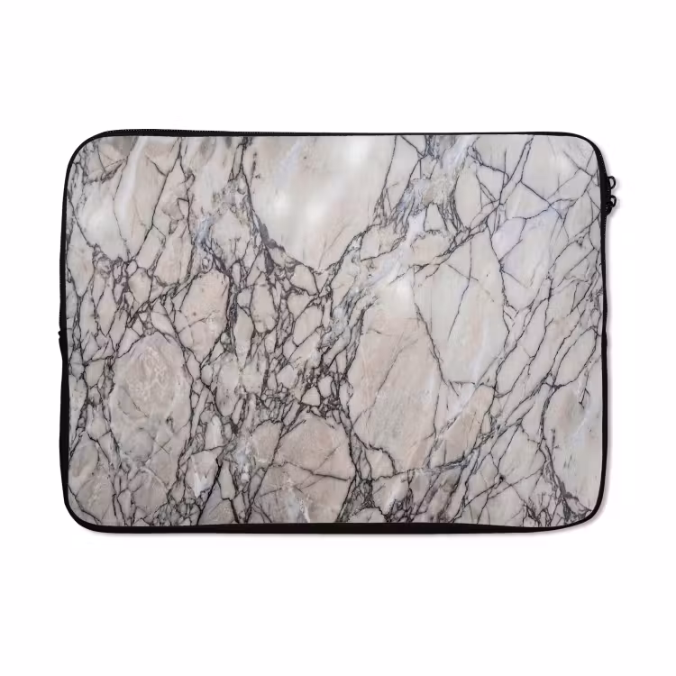 Laptophoes - Marmer - Aderen - Patroon - Wit - Grijs — 5