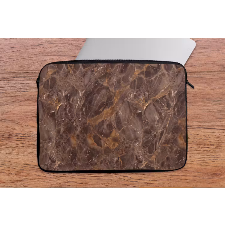 Laptophoes - Marmer - Patroon - Natuur - Bruin - Goud — 2
