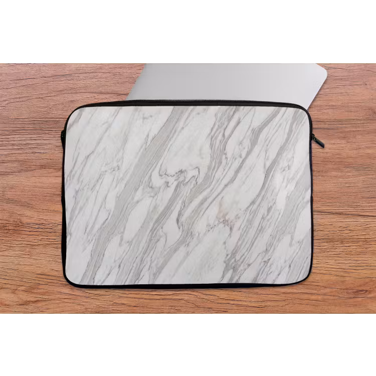Laptophoes - Marmer - Wit - Grijs - Structuur - Modern — 2