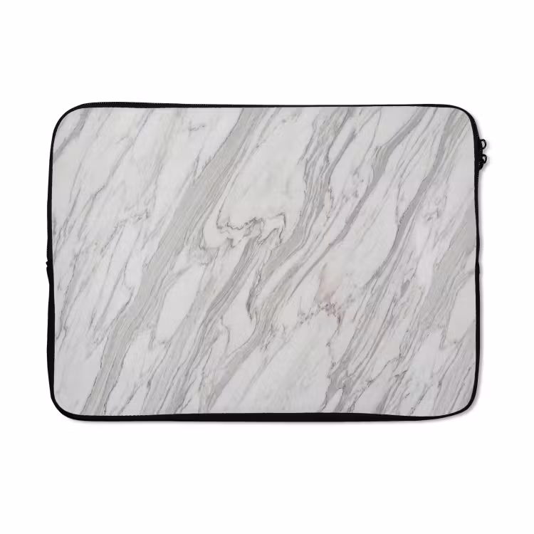 Laptophoes - Marmer - Wit - Grijs - Structuur - Modern — 5