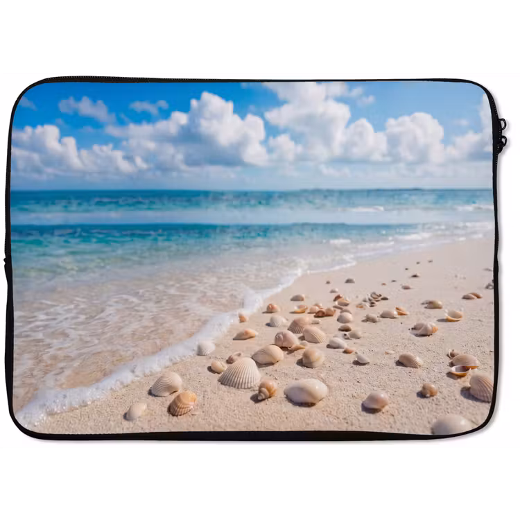 Laptophoes - Schelpen - Strand - Natuur - Beige — 1