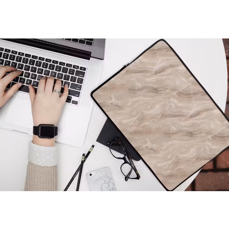 Laptophoes - Steen - Golvend - Abstract - Beige — 3