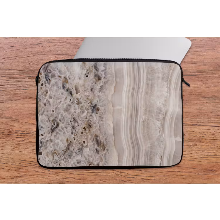 Laptophoes - Steen - Textuur - Abstract - Beige - Wit — 2