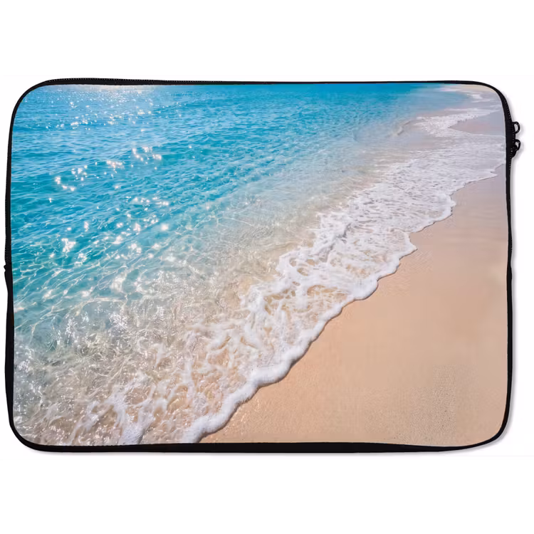 Laptophoes - Strand - Water - Natuur - Blauw - Beige — 1