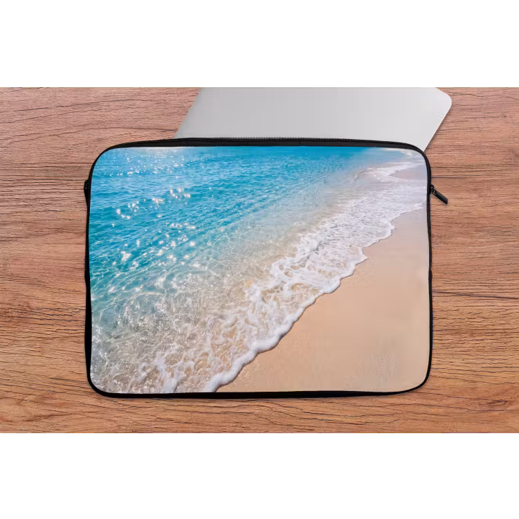 Laptophoes - Strand - Water - Natuur - Blauw - Beige — 2