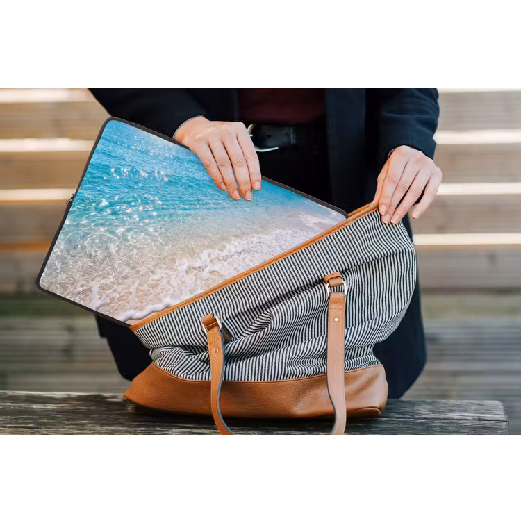 Laptophoes - Strand - Water - Natuur - Blauw - Beige — 4