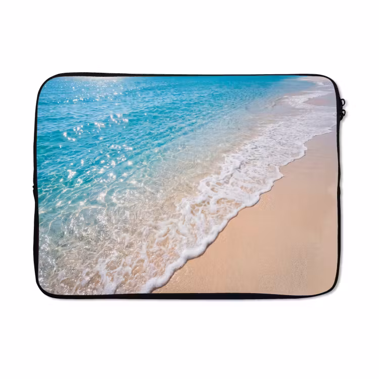 Laptophoes - Strand - Water - Natuur - Blauw - Beige — 5