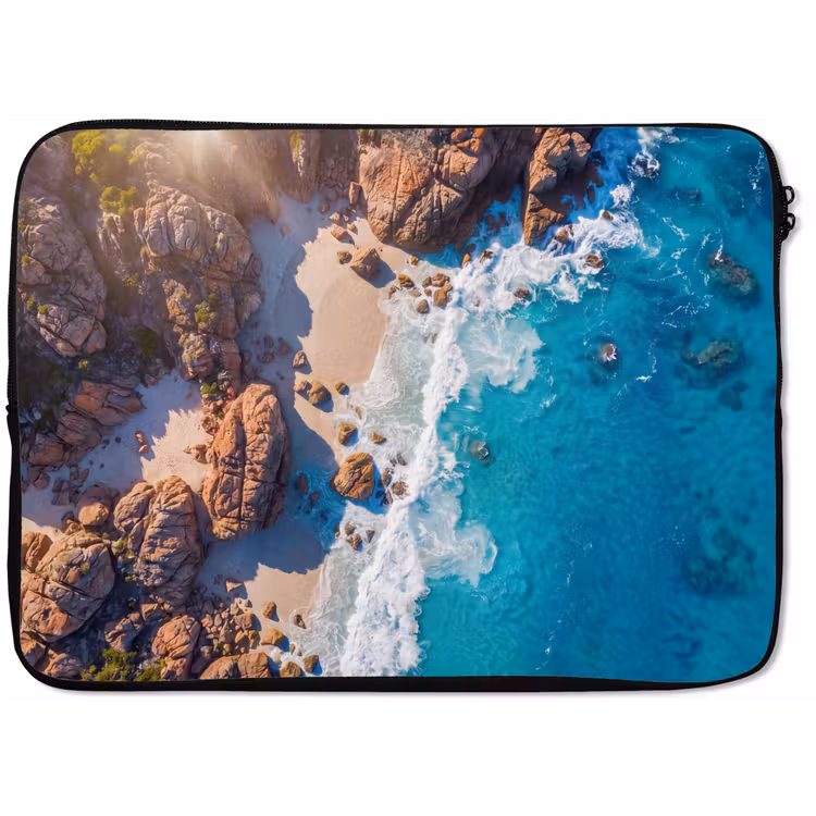 Laptophoes - Strand - Zee - Rotsen - Natuur - Blauw — 1