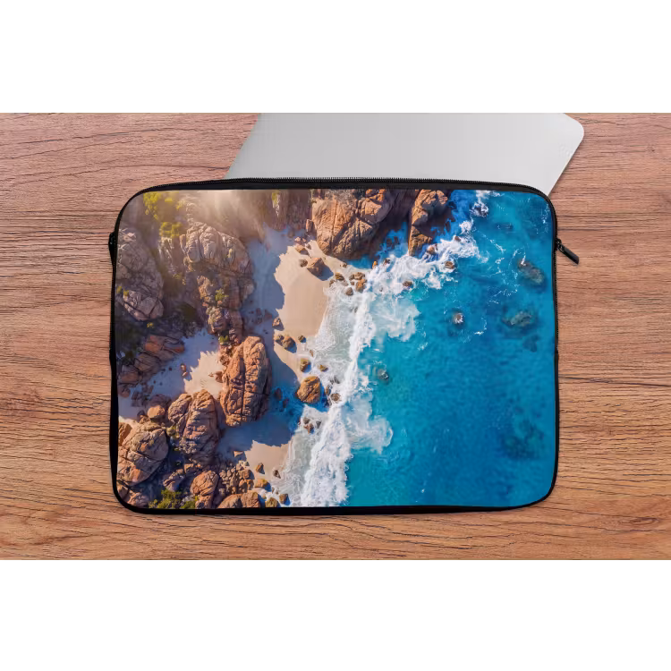 Laptophoes - Strand - Zee - Rotsen - Natuur - Blauw — 2