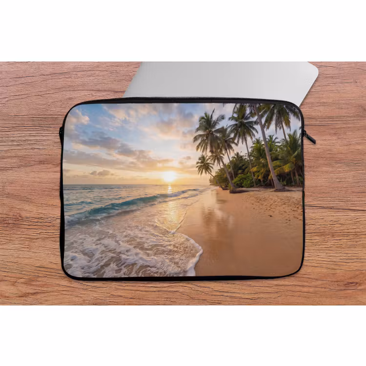 Laptophoes - Strand - Zonsondergang - Tropisch - Natuur - Goud — 2