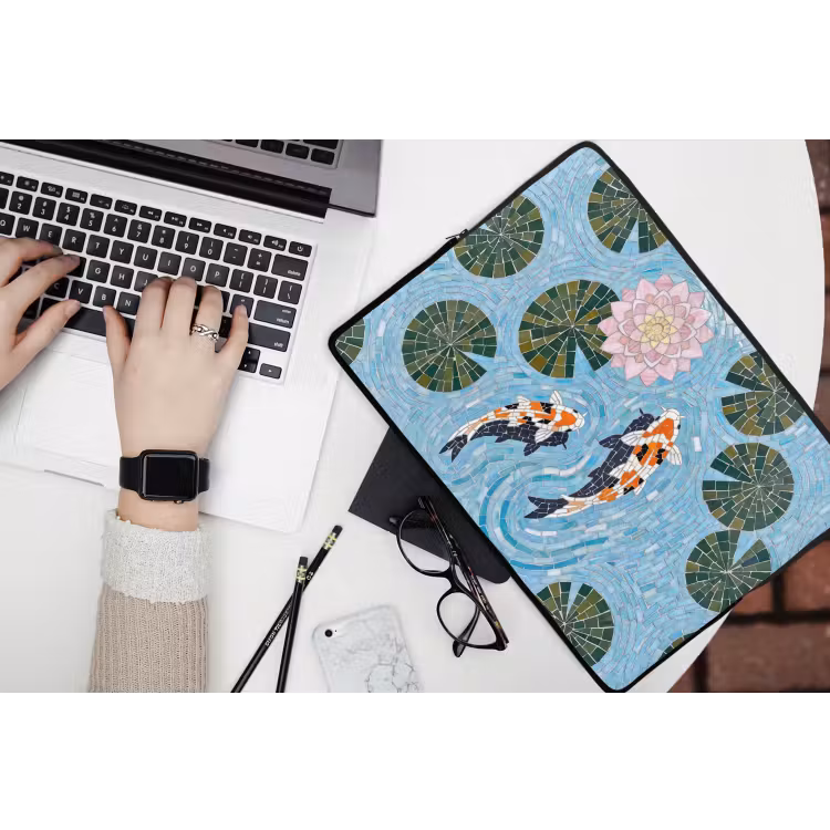 Laptophoes - Vis - Water - Natuur - Mozaïek - Blauw — 3