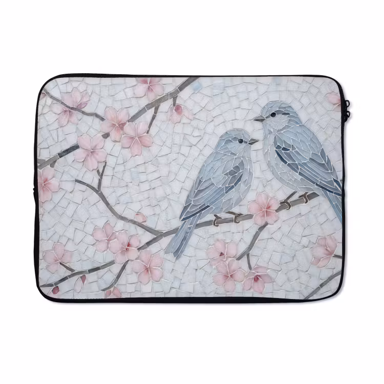 Laptophoes - Vogel - Bloemen - Natuur - Mozaïek - Roze — 5