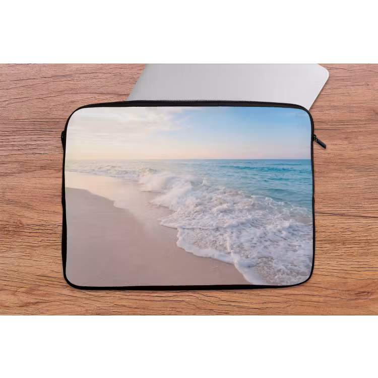 Laptophoes - Zee - Golven - Strand - Natuur - Wit — 2