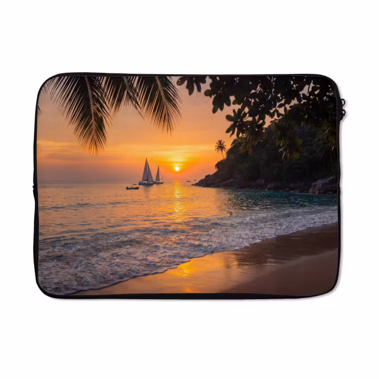 Laptophoes - Zee - Zonsondergang - Boot - Natuur - Oranje — 5